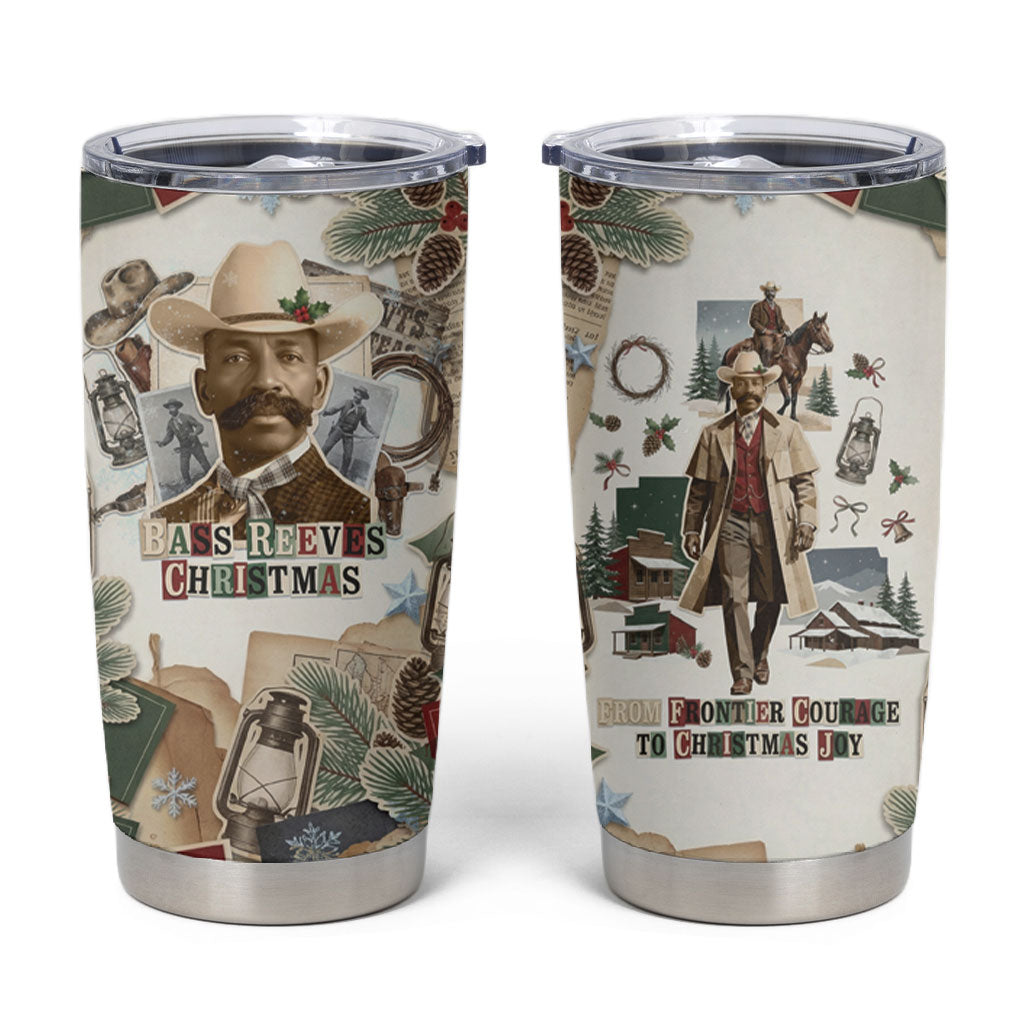 Bass Reeves Christmas Tumbler Cup Old West Marshal Frontier Collage Vintage