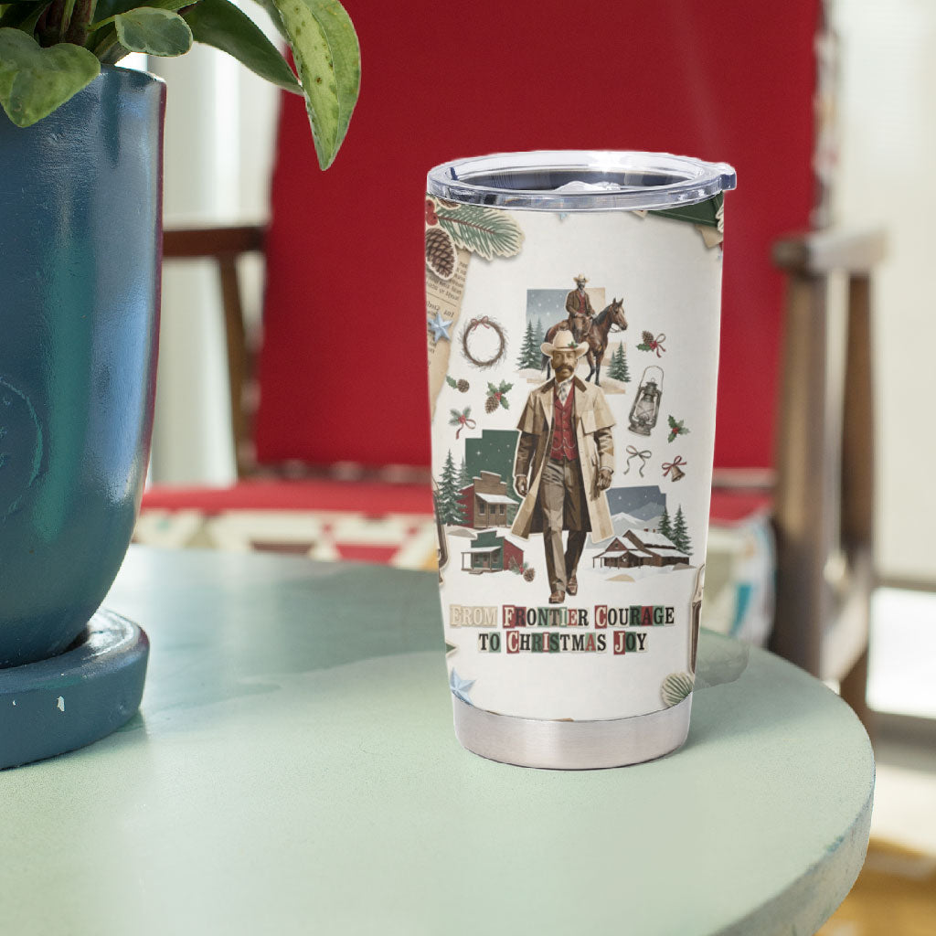 Bass Reeves Christmas Tumbler Cup Old West Marshal Frontier Collage Vintage