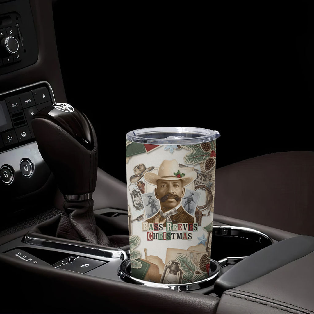 Bass Reeves Christmas Tumbler Cup Old West Marshal Frontier Collage Vintage