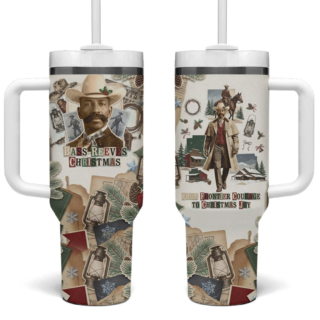 Bass Reeves Christmas Tumbler With Handle Old West Marshal Frontier Collage Vintage