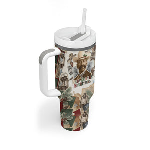 Bass Reeves Christmas Tumbler With Handle Old West Marshal Frontier Collage Vintage