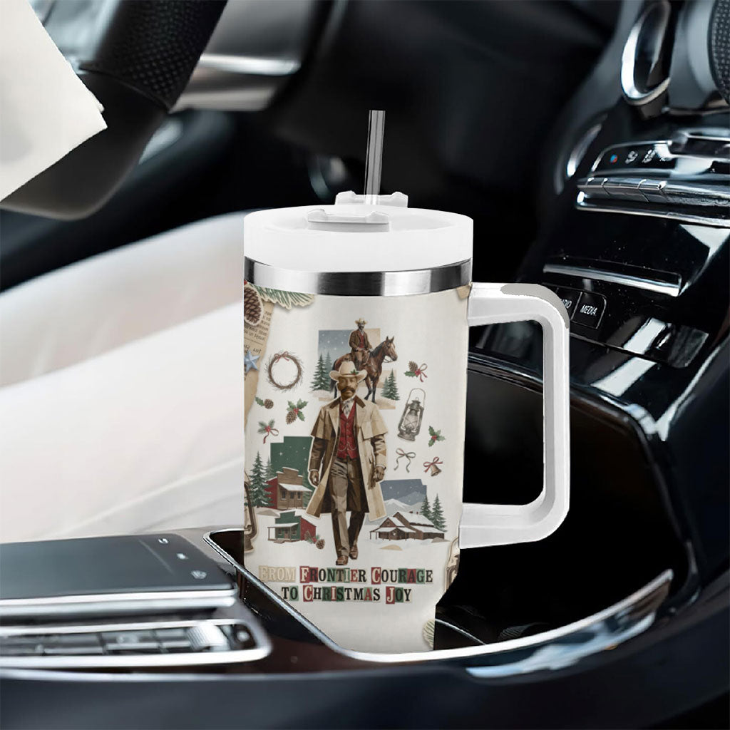 Bass Reeves Christmas Tumbler With Handle Old West Marshal Frontier Collage Vintage