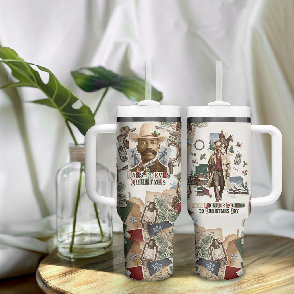 Bass Reeves Christmas Tumbler With Handle Old West Marshal Frontier Collage Vintage