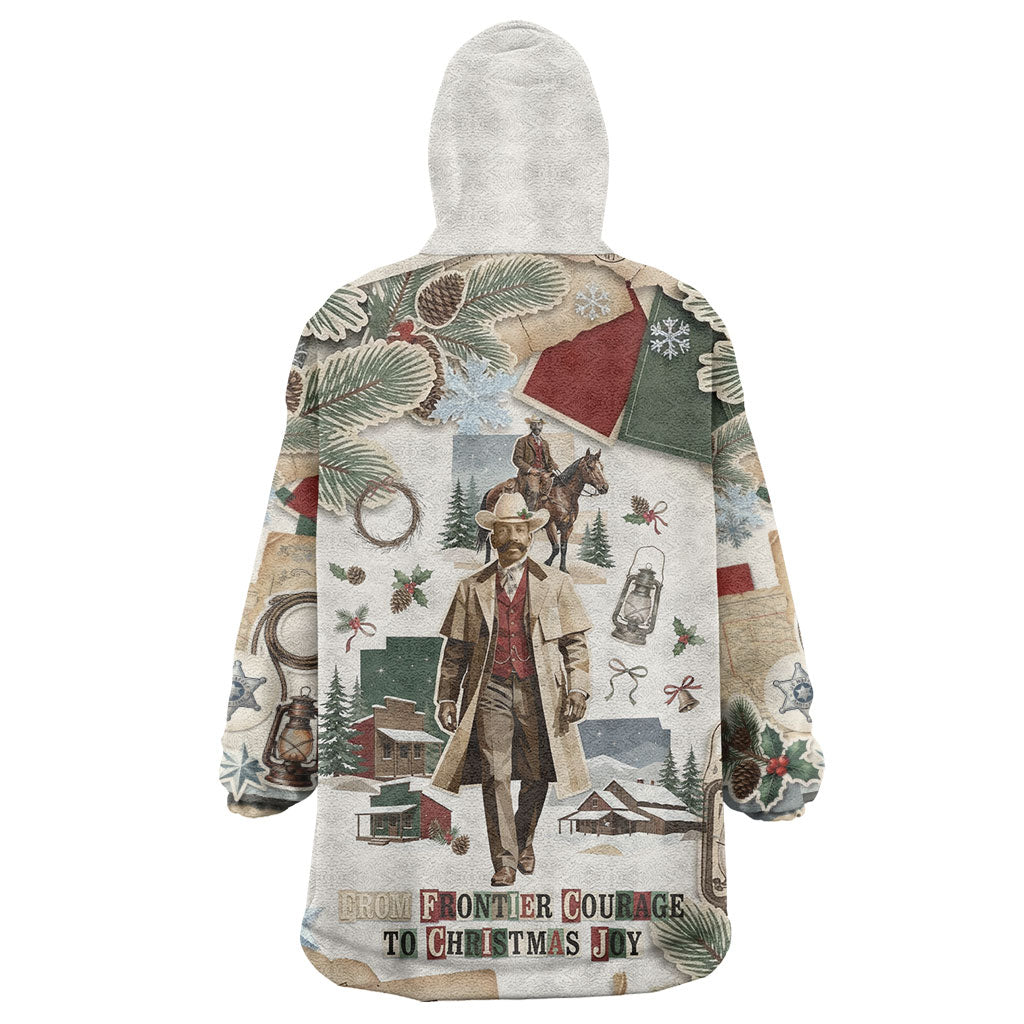 Bass Reeves Christmas Wearable Blanket Hoodie Old West Marshal Frontier Collage Vintage