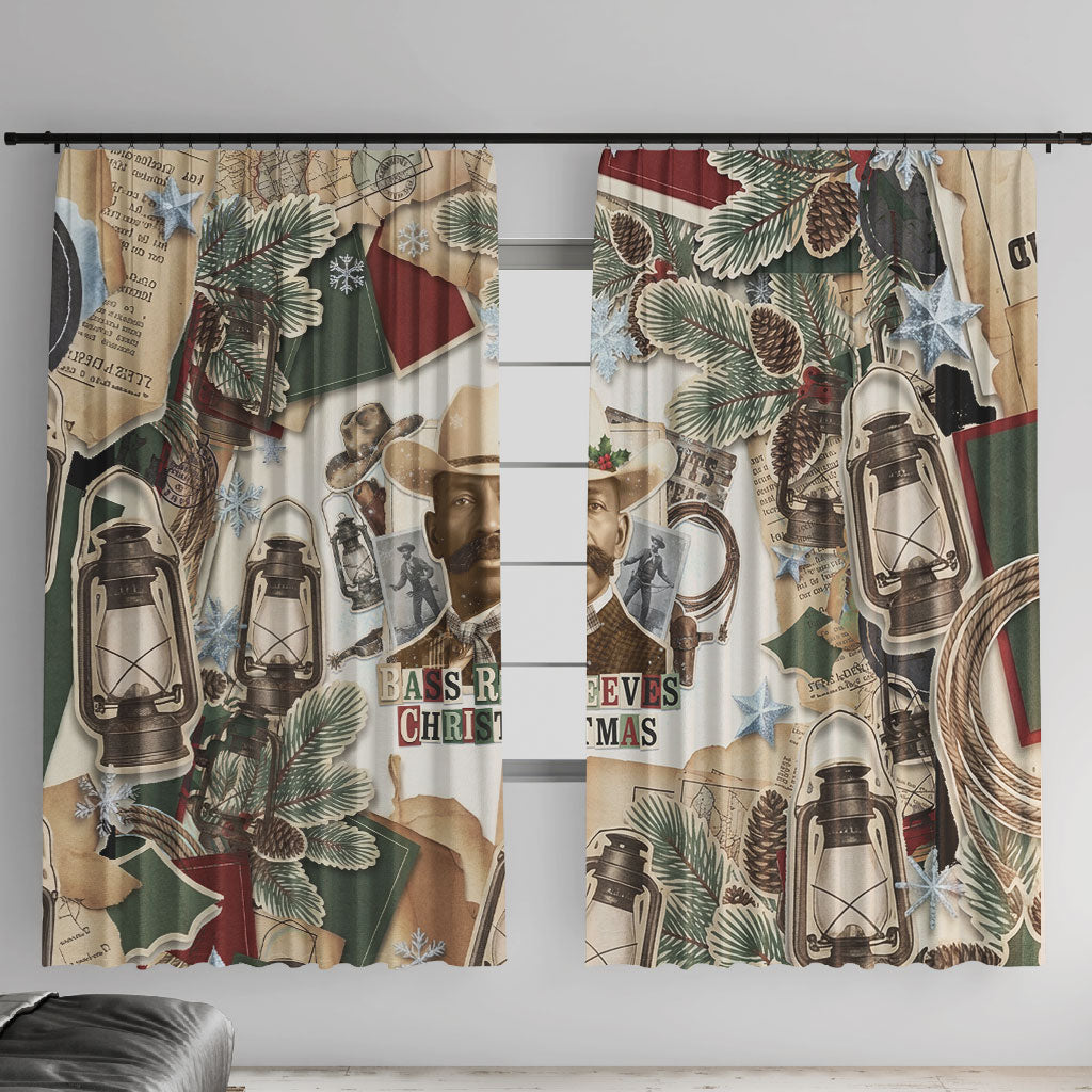 Bass Reeves Christmas Window Curtain Old West Marshal Frontier Collage Vintage