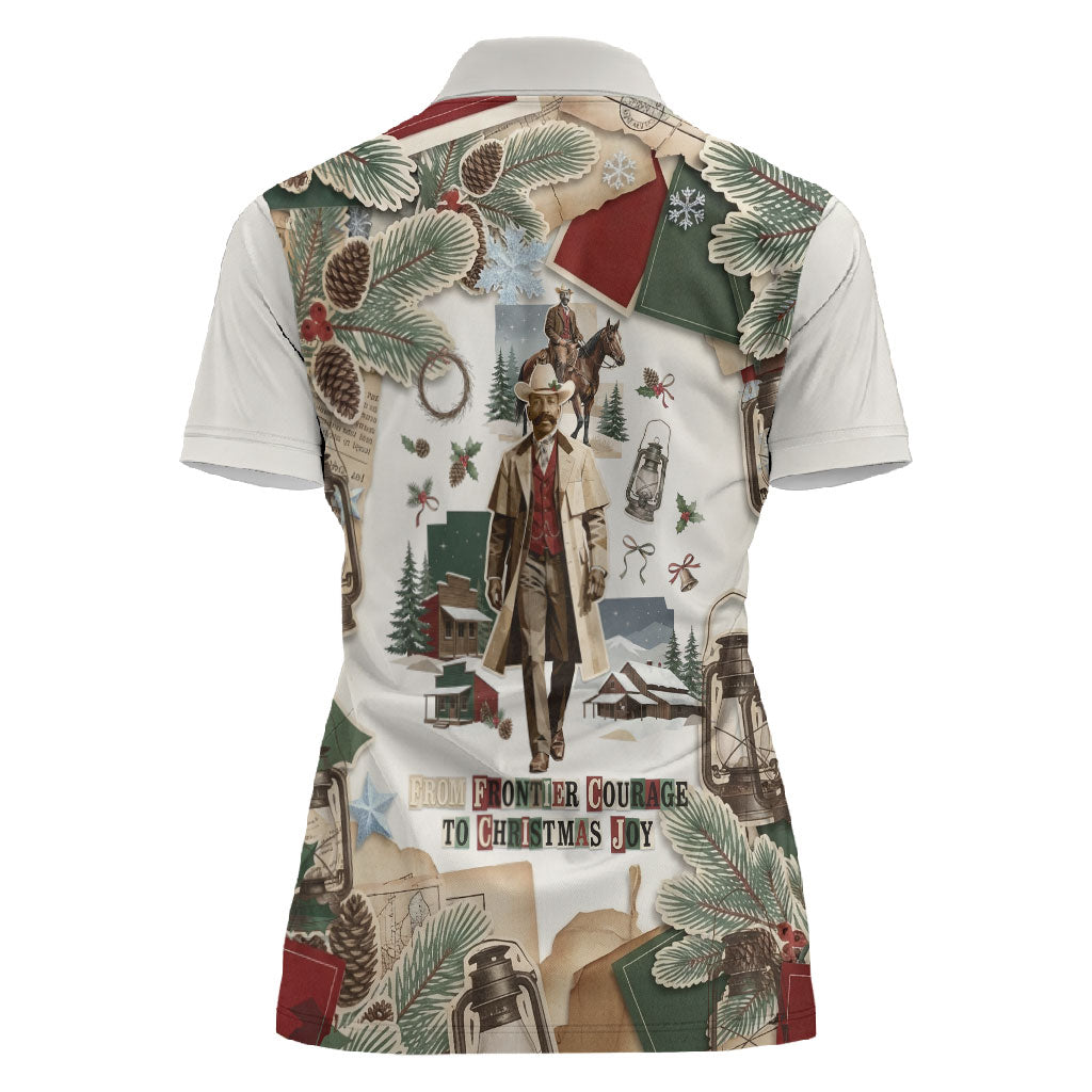 Bass Reeves Christmas Women Polo Shirt Old West Marshal Frontier Collage Vintage