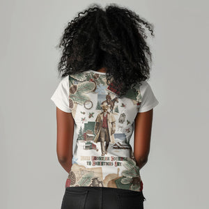 Bass Reeves Christmas Women V-Neck T-Shirt Old West Marshal Frontier Collage Vintage