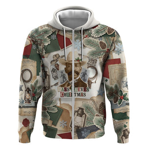 Bass Reeves Christmas Zip Hoodie Old West Marshal Frontier Collage Vintage