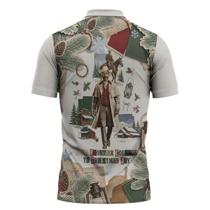 Bass Reeves Christmas Zipper Polo Shirt Old West Marshal Frontier Collage Vintage