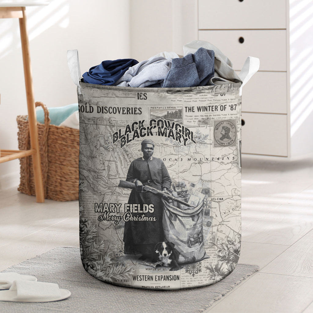 Mary Fields Christmas Laundry Basket Stagecoach Mary Vintage Western Map Mail Carrier