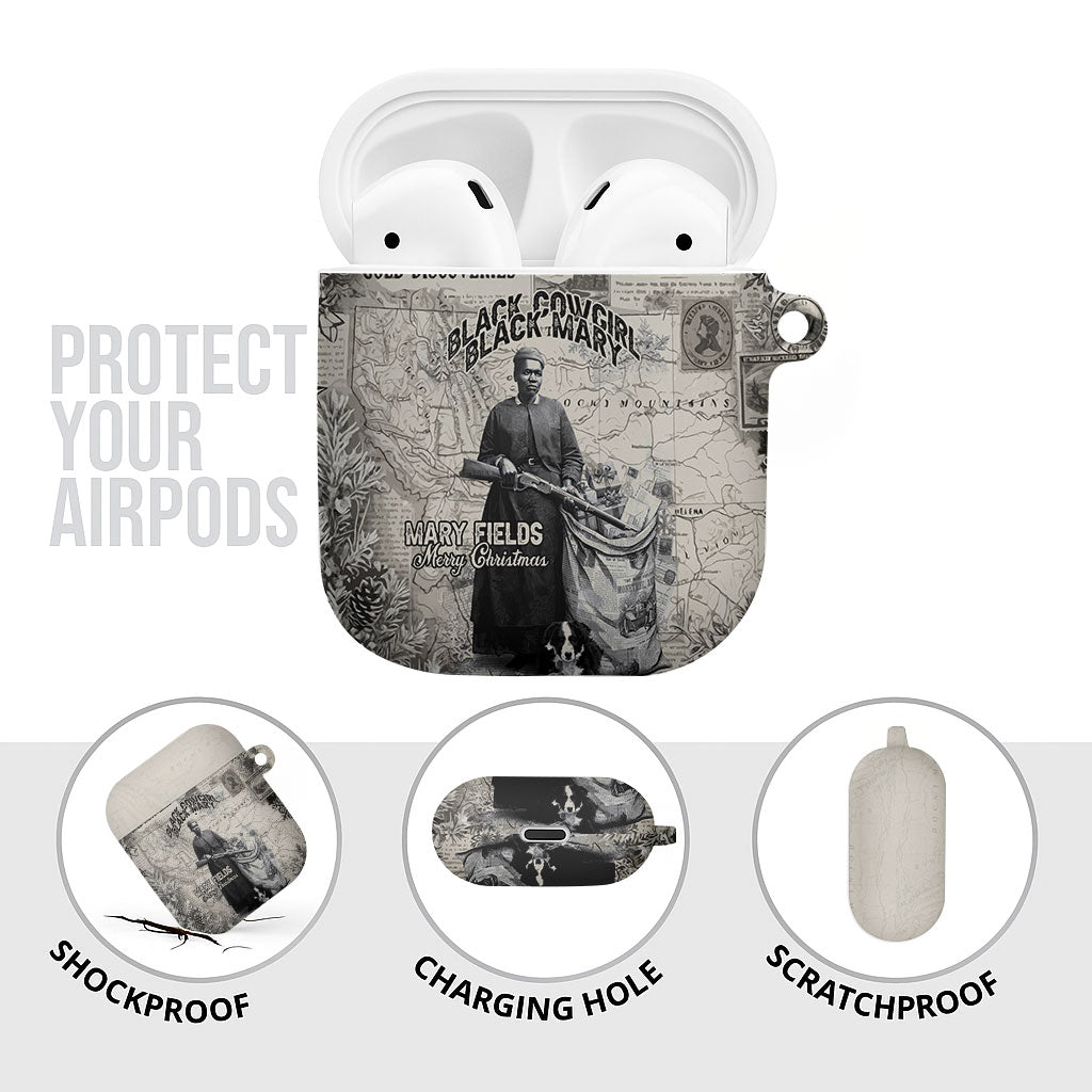 Mary Fields Christmas AirPods Case Stagecoach Mary Vintage Western Map Mail Carrier