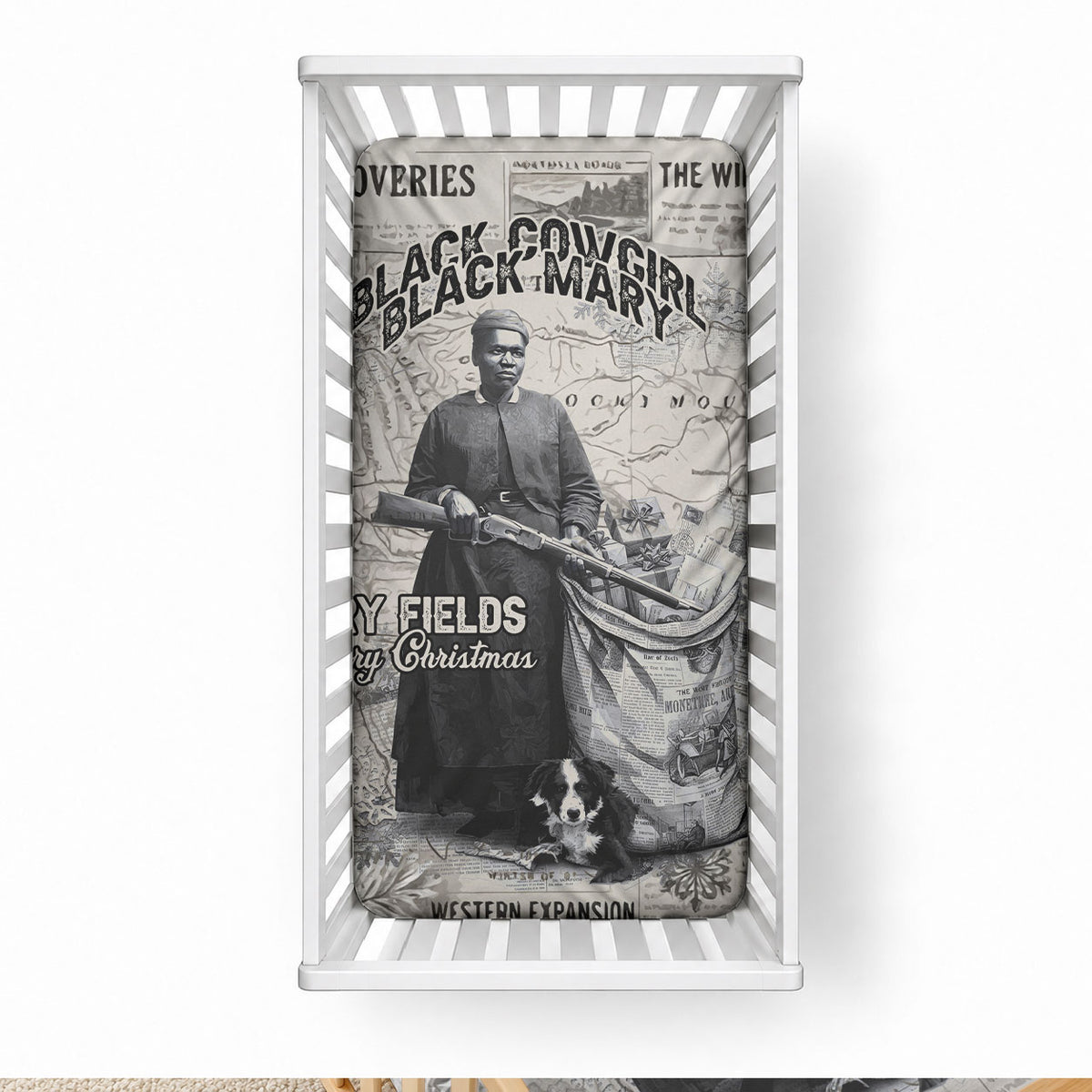 Mary Fields Christmas Baby Bed Cover Stagecoach Mary Vintage Western Map Mail Carrier