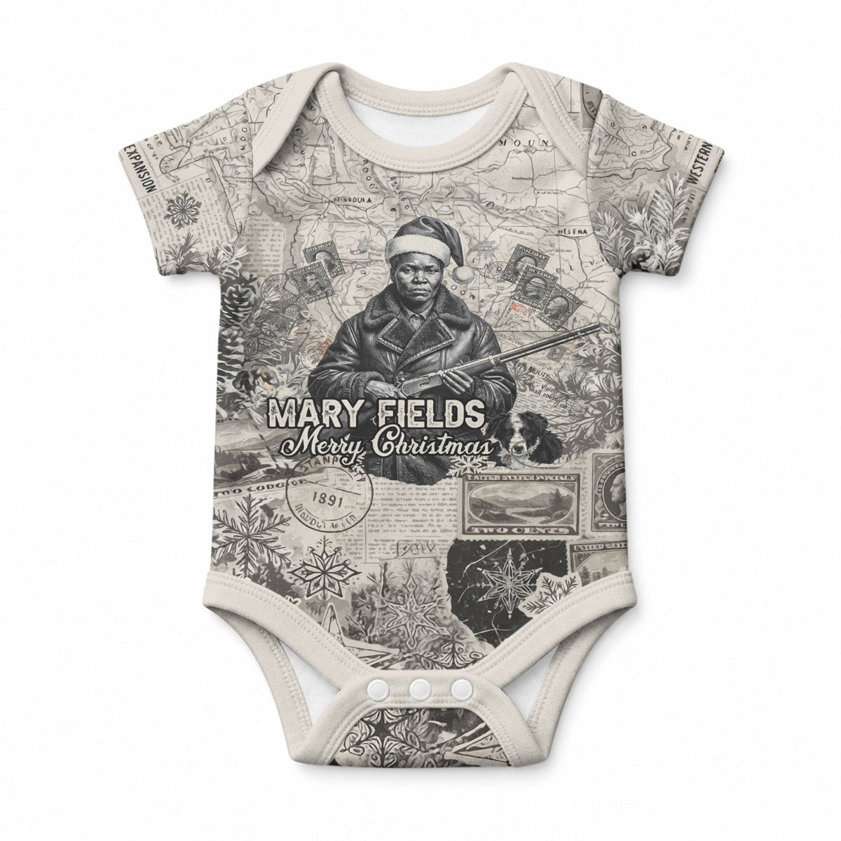 Mary Fields Christmas Baby Onesie Stagecoach Mary Vintage Western Map Mail Carrier