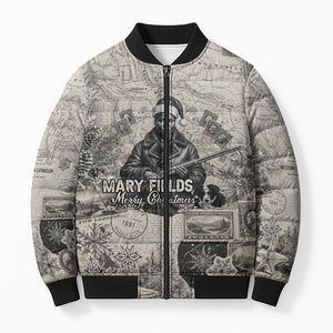 Mary Fields Christmas Bomber Puffer Jacket Stagecoach Mary Vintage Western Map Mail Carrier