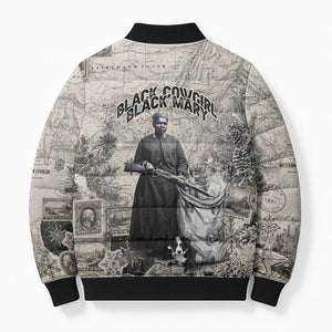 Mary Fields Christmas Bomber Puffer Jacket Stagecoach Mary Vintage Western Map Mail Carrier