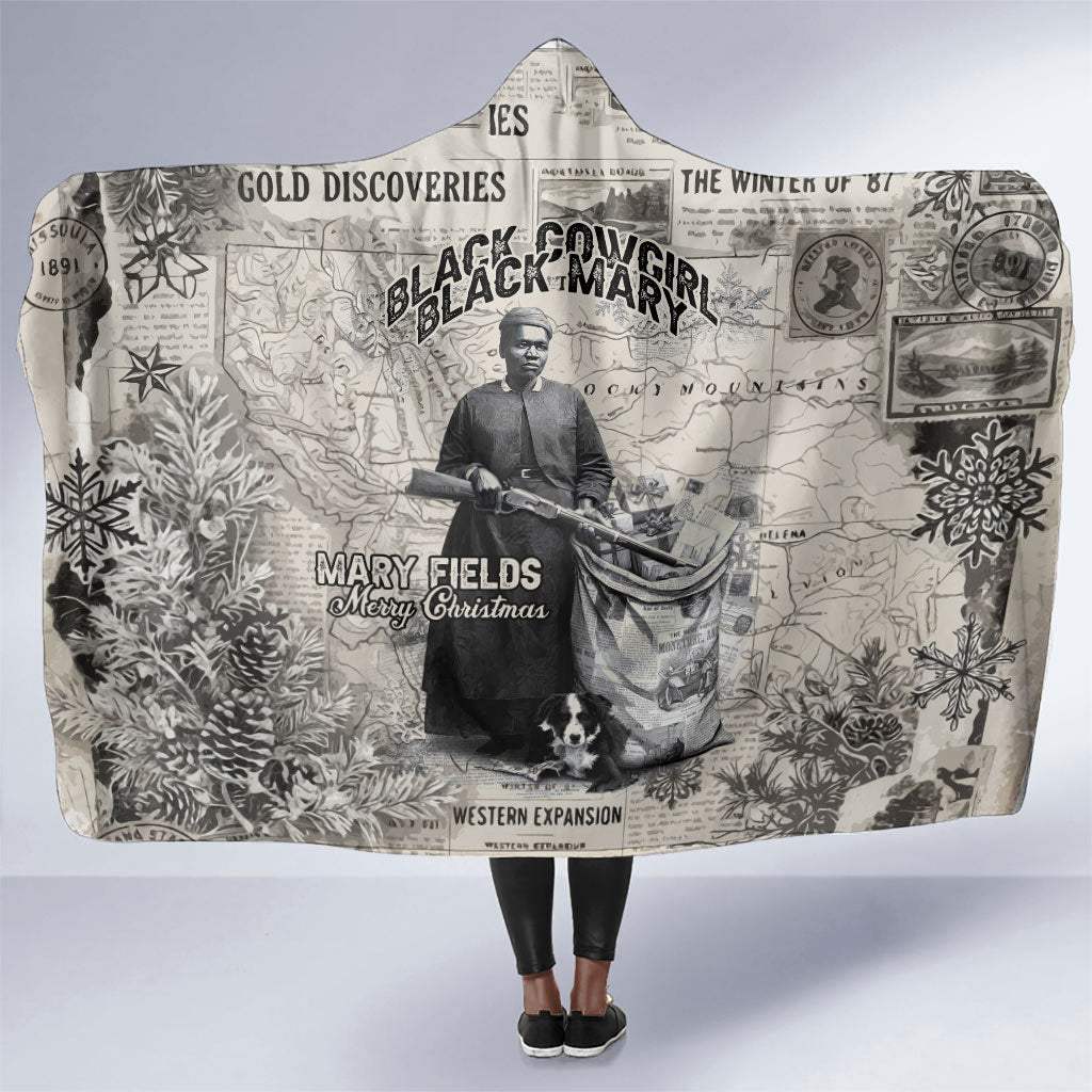 Mary Fields Christmas Hooded Blanket Stagecoach Mary Vintage Western Map Mail Carrier