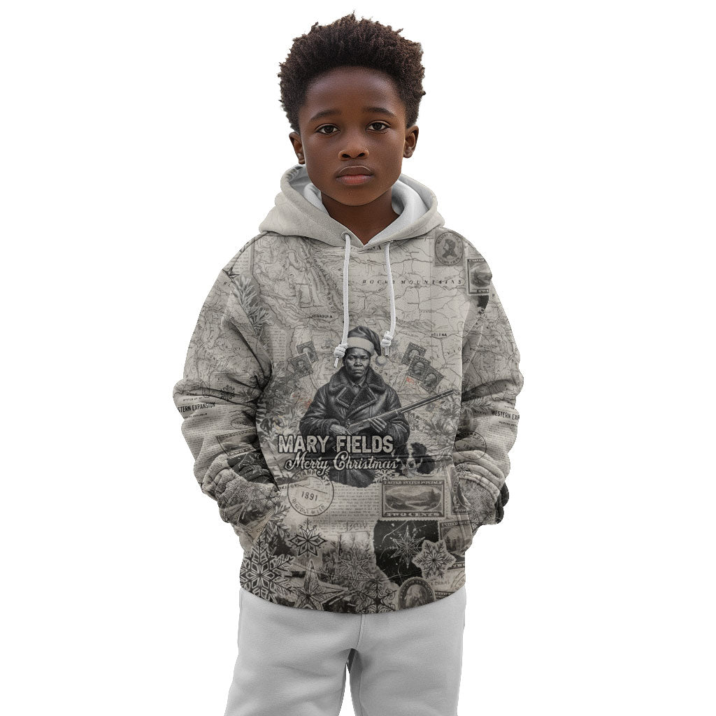Mary Fields Christmas Kid Hoodie Stagecoach Mary Vintage Western Map Mail Carrier