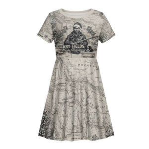 Mary Fields Christmas Kid Short Sleeve Dress Stagecoach Mary Vintage Western Map Mail Carrier