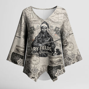 Mary Fields Christmas Kimono Sleeve Blouse Stagecoach Mary Vintage Western Map Mail Carrier