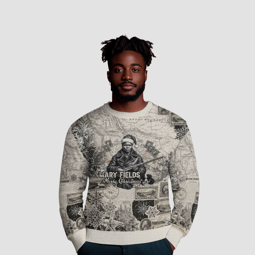 Mary Fields Christmas Ugly Christmas Sweater Stagecoach Mary Vintage Western Map Mail Carrier