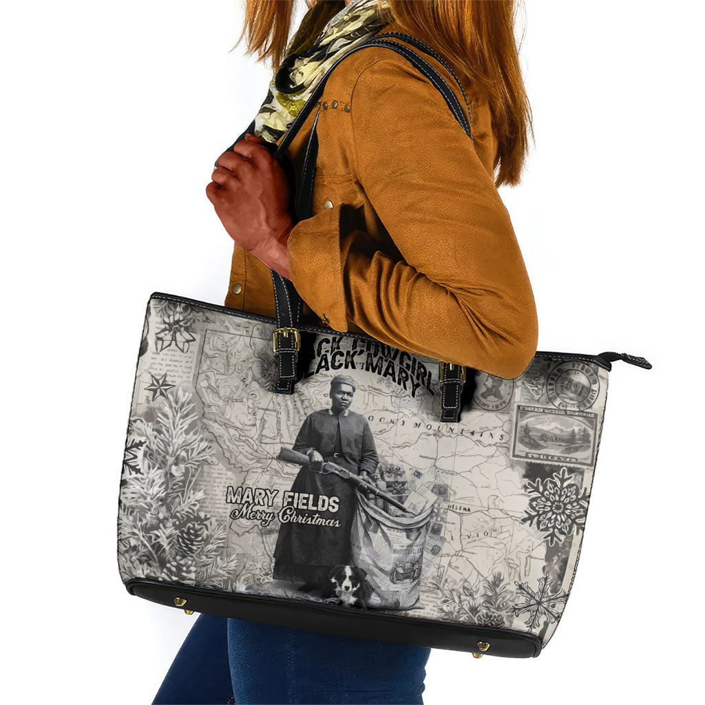Mary Fields Christmas Leather Tote Bag Stagecoach Mary Vintage Western Map Mail Carrier