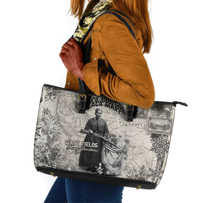 Mary Fields Christmas Leather Tote Bag Stagecoach Mary Vintage Western Map Mail Carrier
