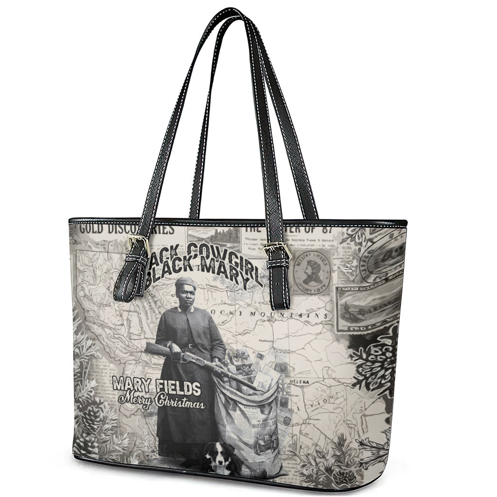 Mary Fields Christmas Leather Tote Bag Stagecoach Mary Vintage Western Map Mail Carrier