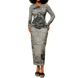 Mary Fields Christmas Long Sleeve Bodycon Dress Stagecoach Mary Vintage Western Map Mail Carrier