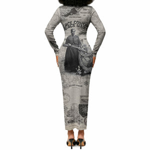 Mary Fields Christmas Long Sleeve Bodycon Dress Stagecoach Mary Vintage Western Map Mail Carrier