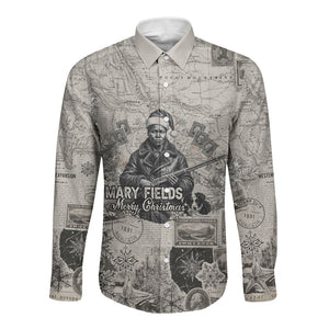 Mary Fields Christmas Long Sleeve Button Shirt Stagecoach Mary Vintage Western Map Mail Carrier