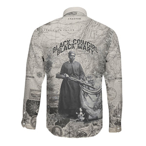 Mary Fields Christmas Long Sleeve Button Shirt Stagecoach Mary Vintage Western Map Mail Carrier