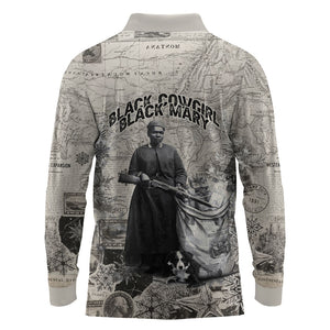 Mary Fields Christmas Long Sleeve Polo Shirt Stagecoach Mary Vintage Western Map Mail Carrier