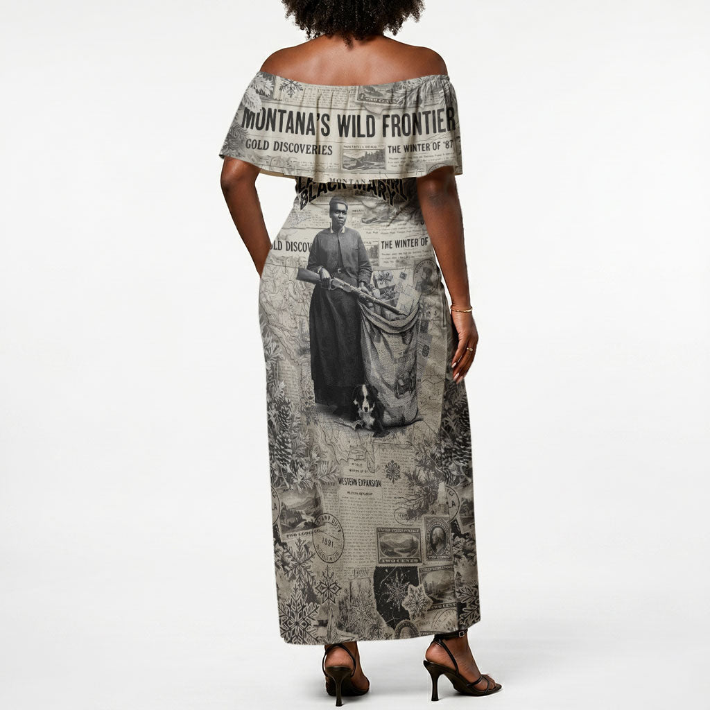Mary Fields Christmas Off Shoulder Maxi Dress Stagecoach Mary Vintage Western Map Mail Carrier