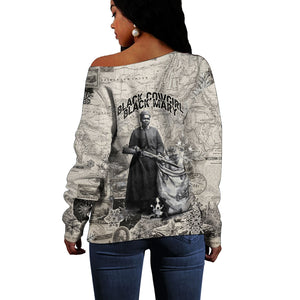 Mary Fields Christmas Off Shoulder Sweater Stagecoach Mary Vintage Western Map Mail Carrier