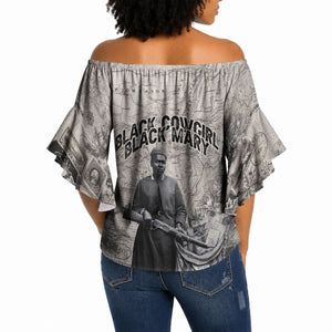 Mary Fields Christmas Off Shoulder Wrap Waist Top Stagecoach Mary Vintage Western Map Mail Carrier