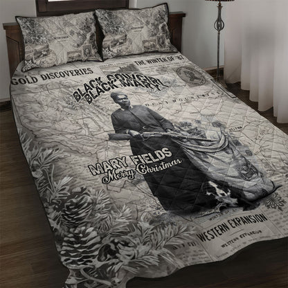 Mary Fields Christmas Quilt Bed Set Stagecoach Mary Vintage Western Map Mail Carrier