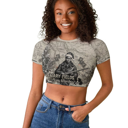 Mary Fields Christmas Raglan Cropped T shirt Stagecoach Mary Vintage Western Map Mail Carrier