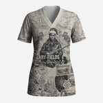 Mary Fields Christmas Scrub Top Stagecoach Mary Vintage Western Map Mail Carrier
