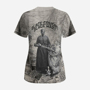 Mary Fields Christmas Scrub Top Stagecoach Mary Vintage Western Map Mail Carrier