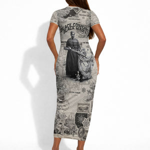 Mary Fields Christmas Short Sleeve Bodycon Dress Stagecoach Mary Vintage Western Map Mail Carrier
