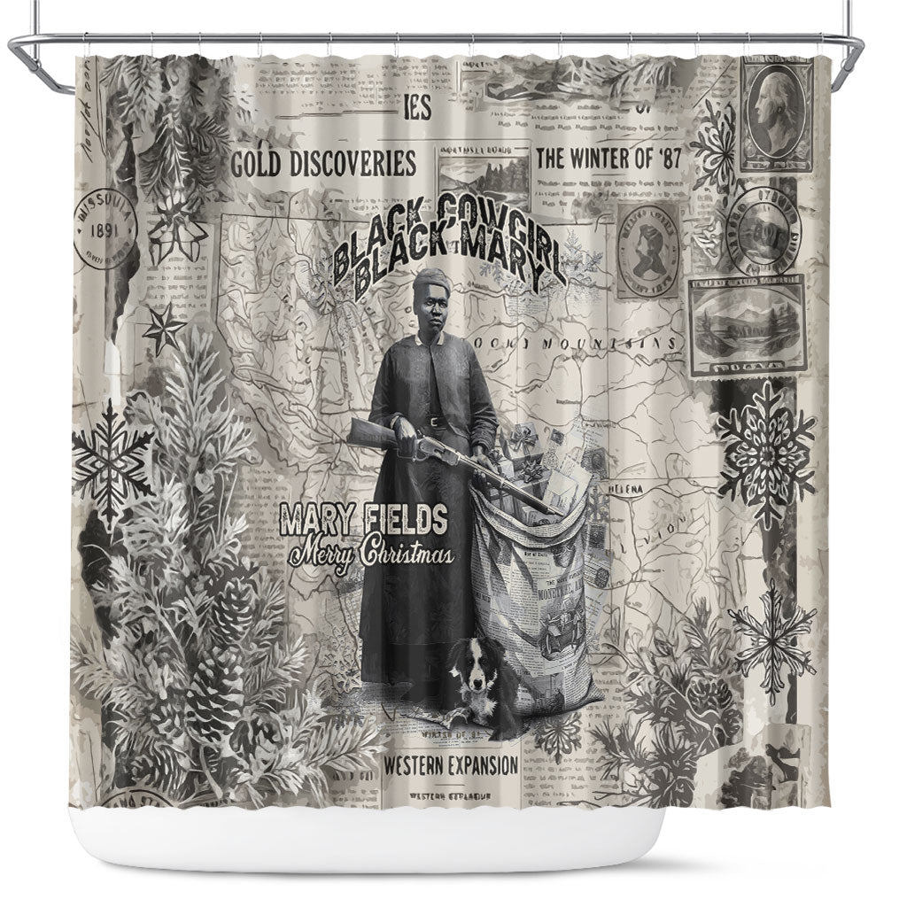 Mary Fields Christmas Shower Curtain Stagecoach Mary Vintage Western Map Mail Carrier