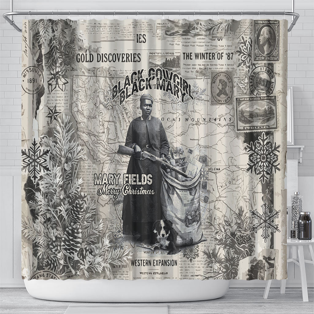 Mary Fields Christmas Shower Curtain Stagecoach Mary Vintage Western Map Mail Carrier