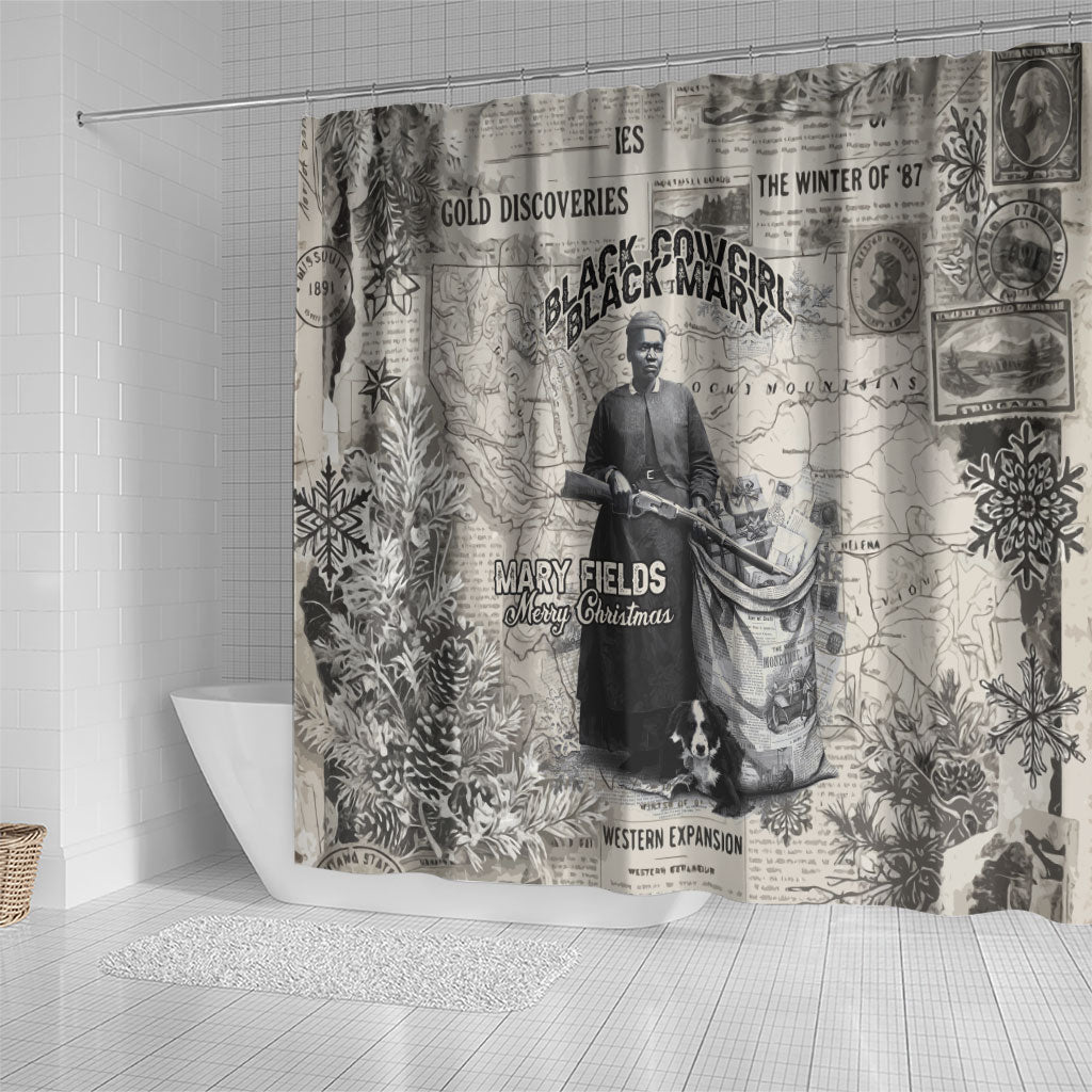 Mary Fields Christmas Shower Curtain Stagecoach Mary Vintage Western Map Mail Carrier