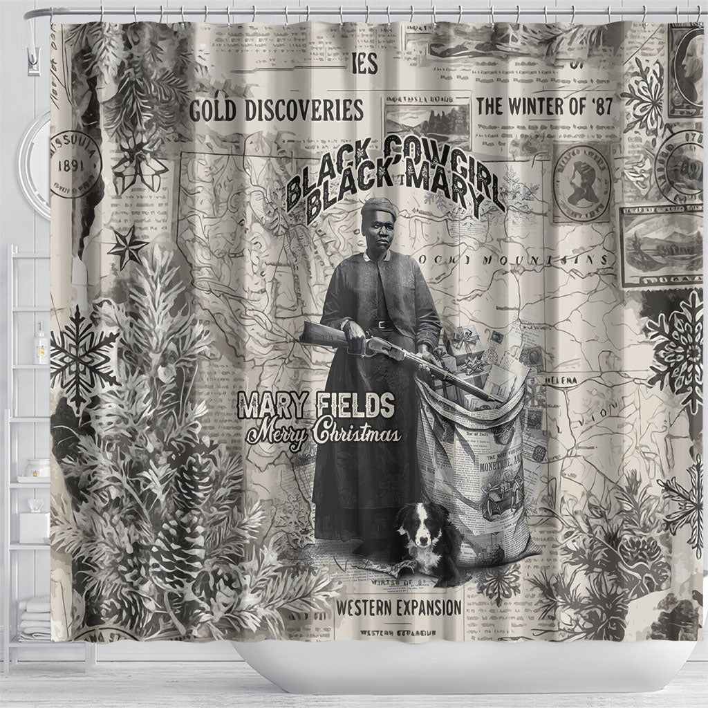 Mary Fields Christmas Shower Curtain Stagecoach Mary Vintage Western Map Mail Carrier