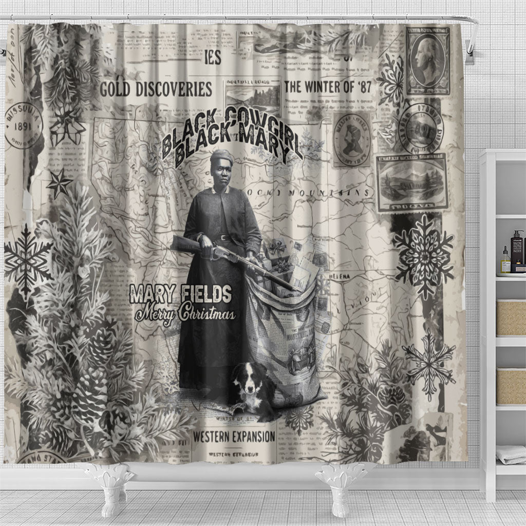 Mary Fields Christmas Shower Curtain Stagecoach Mary Vintage Western Map Mail Carrier