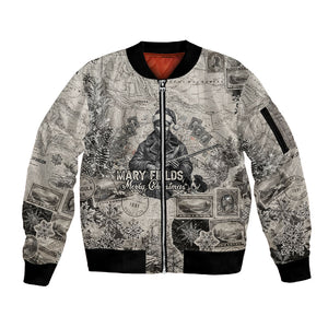 Mary Fields Christmas Sleeve Zip Bomber Jacket Stagecoach Mary Vintage Western Map Mail Carrier