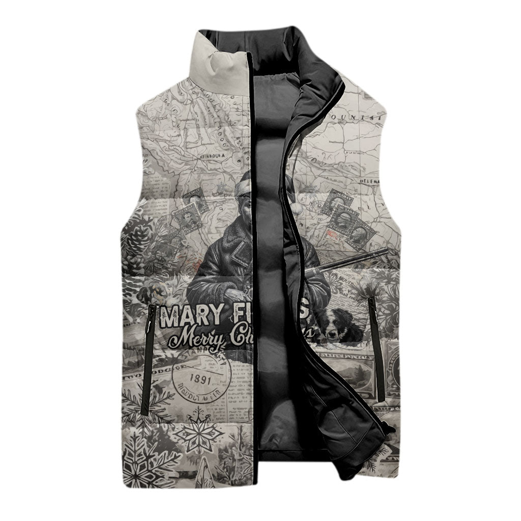 Mary Fields Christmas Sleeveless Puffer Jacket Stagecoach Mary Vintage Western Map Mail Carrier