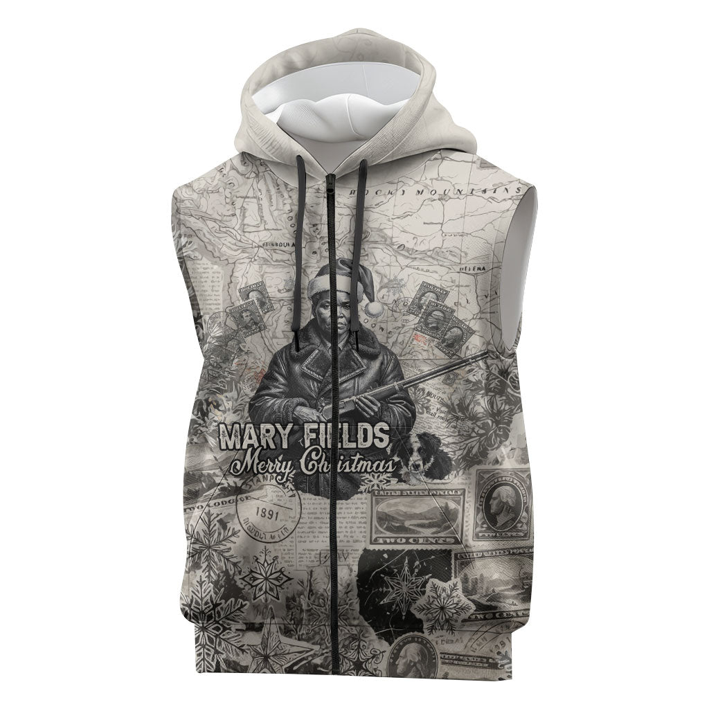 Mary Fields Christmas Sleeveless Zip Hoodie Stagecoach Mary Vintage Western Map Mail Carrier