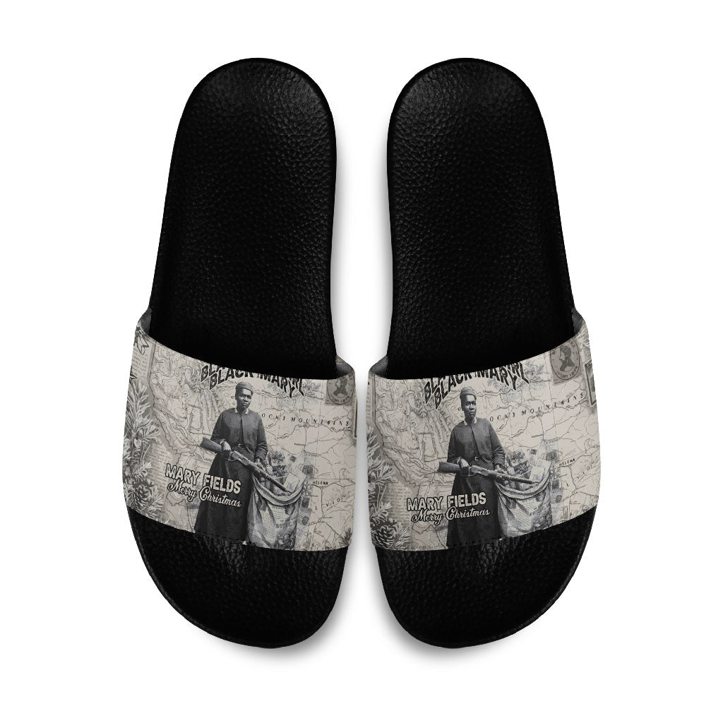 Mary Fields Christmas Slide Sandals Stagecoach Mary Vintage Western Map Mail Carrier