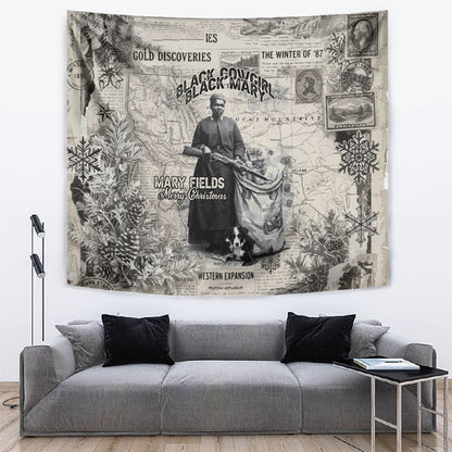 Mary Fields Christmas Tapestry Stagecoach Mary Vintage Western Map Mail Carrier